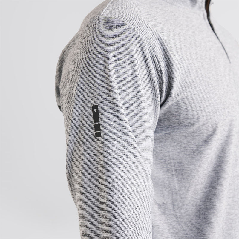 Panelled Mesh Quarter Zip Mid Layer Sage
