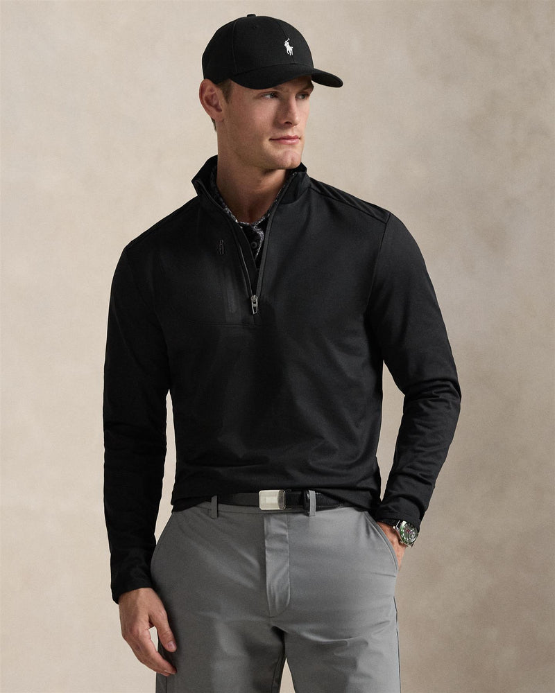 Stretch Jersey Pullover Polo Black