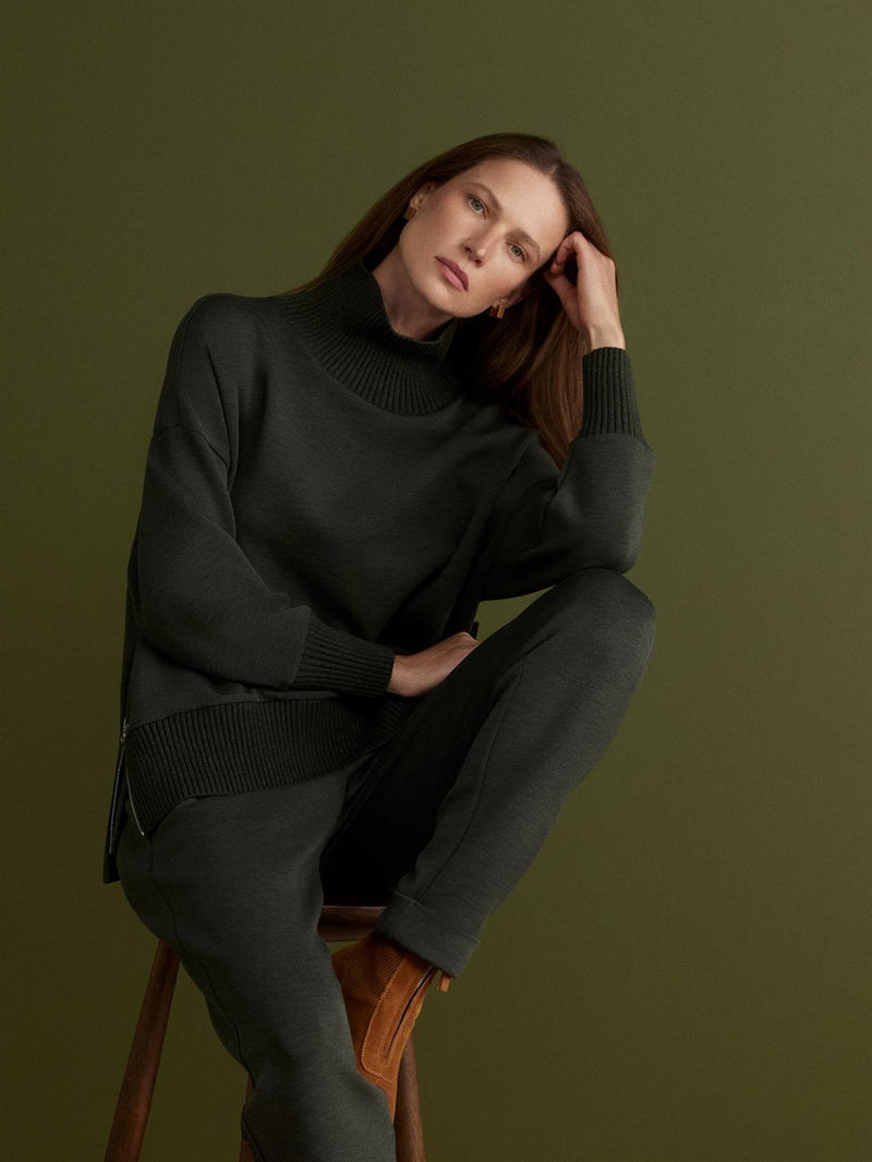 Barker High Neck Sweat Olive Marl