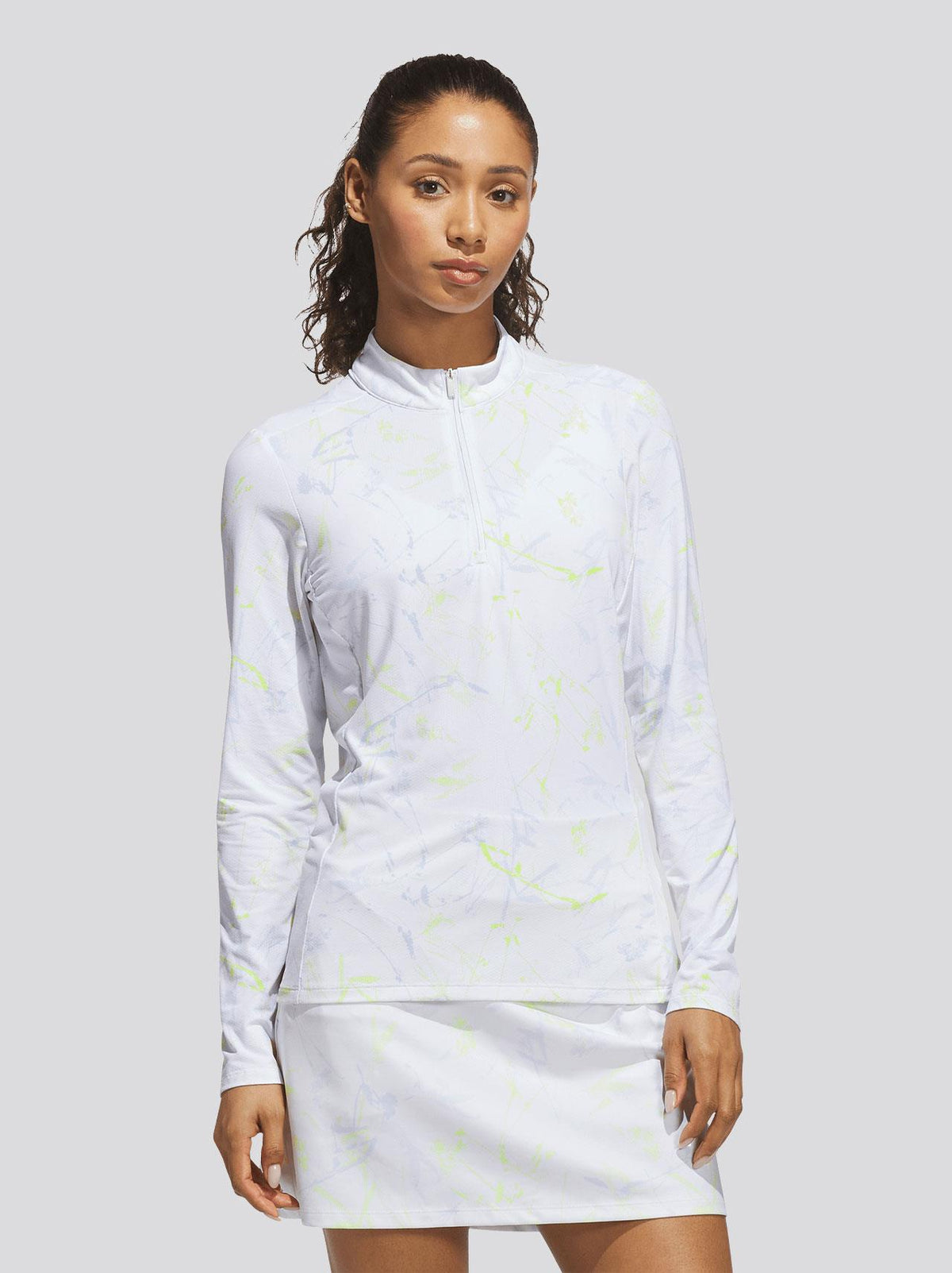 Ultiamte365 Cool Feeling Printed Quarter Zip Mock Neck Frozen Lemon