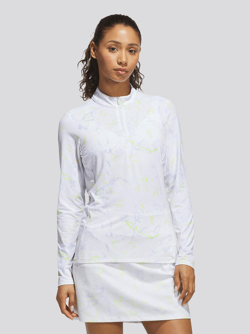 Ultiamte365 Cool Feeling Printed Quarter Zip Mock Neck Frozen Lemon