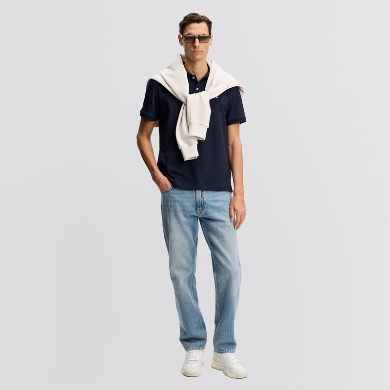 Joey Tipping Jacquard Rib Polo JL Navy
