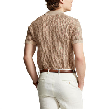 x TRENDYGOLF Cotton Blend SS Herringbone Pullover Tan Multi