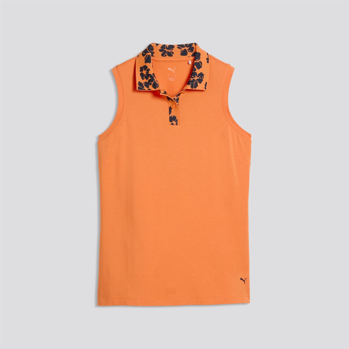 Modalon Floral Rib Sleeveless Polo Shirt Warm Melon Glow/Deep Navy