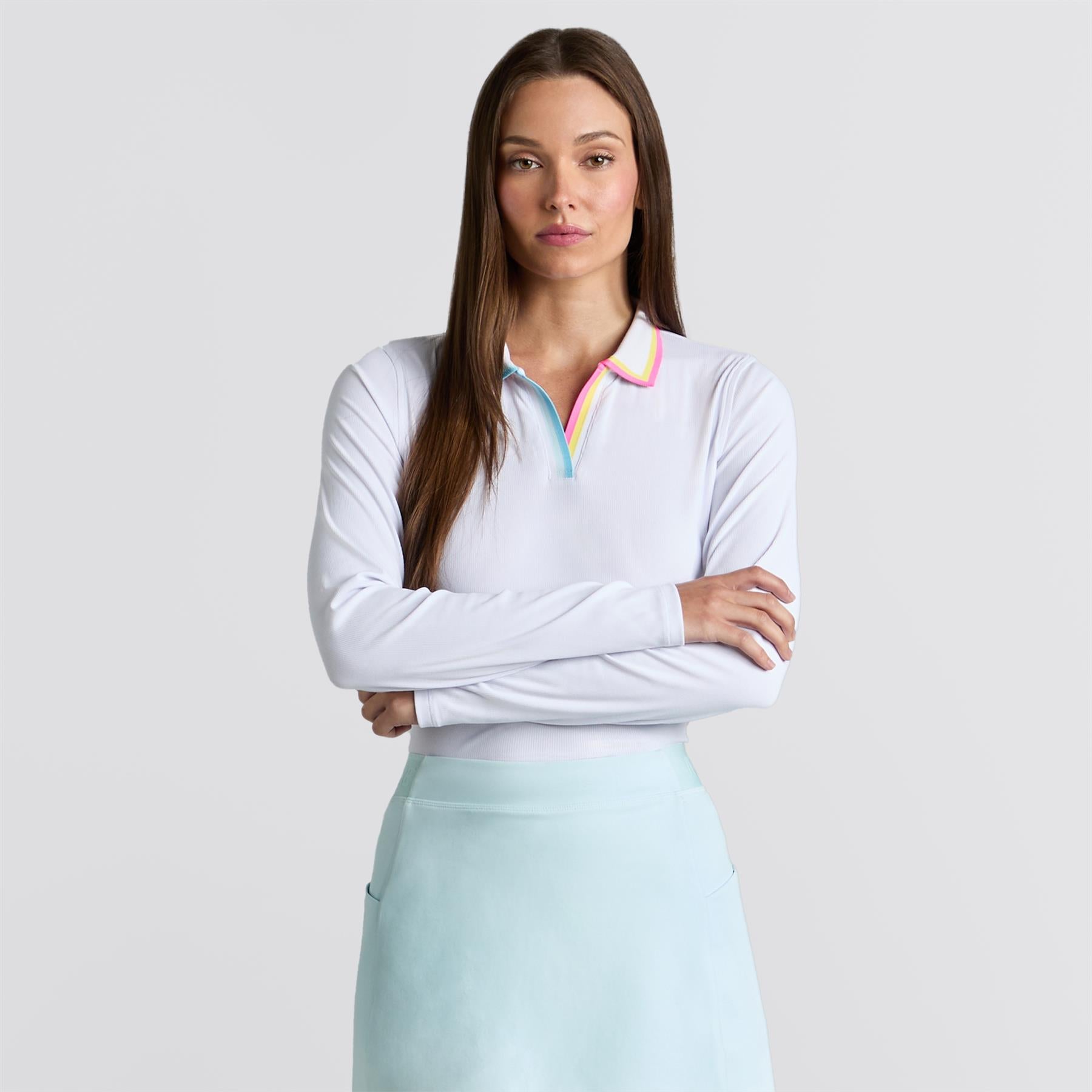 Contrast Johnny Collar Tech Nylon Rib Polo Snow