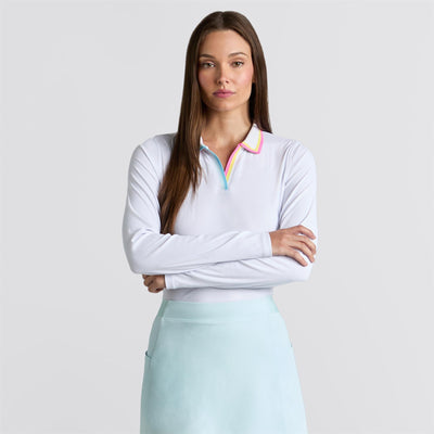 Contrast Johnny Collar Tech Nylon Rib Polo Snow