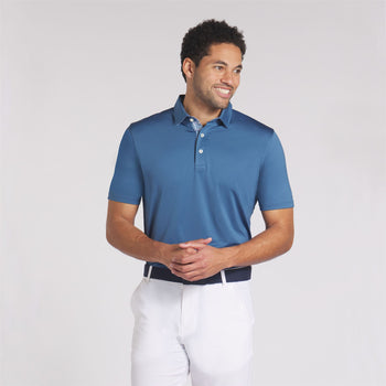 Fair Isle Trim Polo Blue Horizon