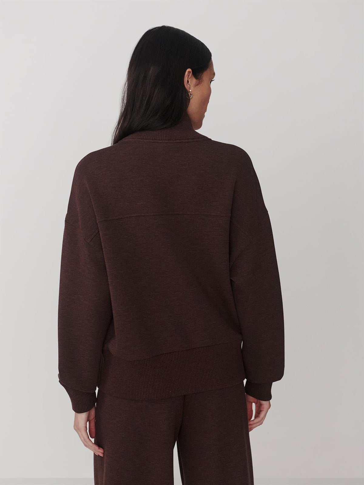 Bronya Button Placket Sweat Coffee Bean Marl