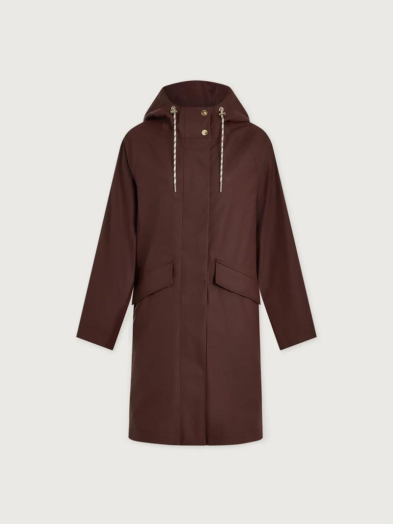 Tovera Long Rain Jacket Deep Mahogany
