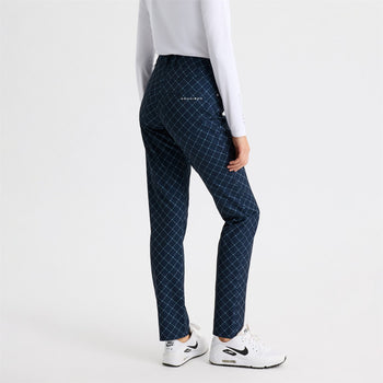 Chie Comfort Trousers Micro R Check Navy