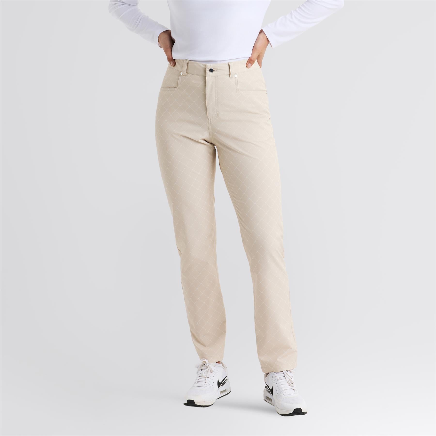 Chie Comfort Trousers 32 Micro R Check Oat