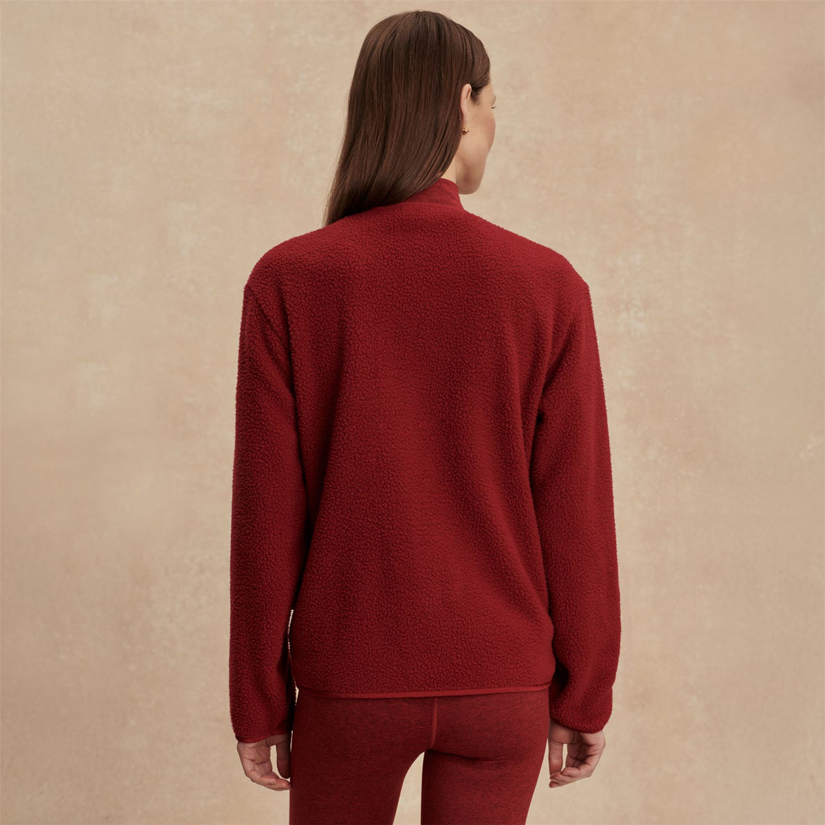 Marina Collarless Fleece Red Dahlia