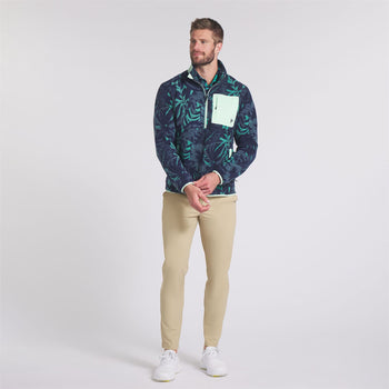 x PTC Half Zip Palm Fleece Deep Navy/Sparkling Green