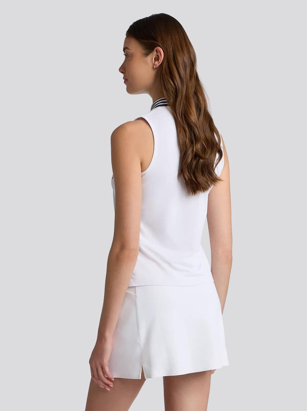 Icon Embroidered Quarter Zip Sleeveless Polo Snow