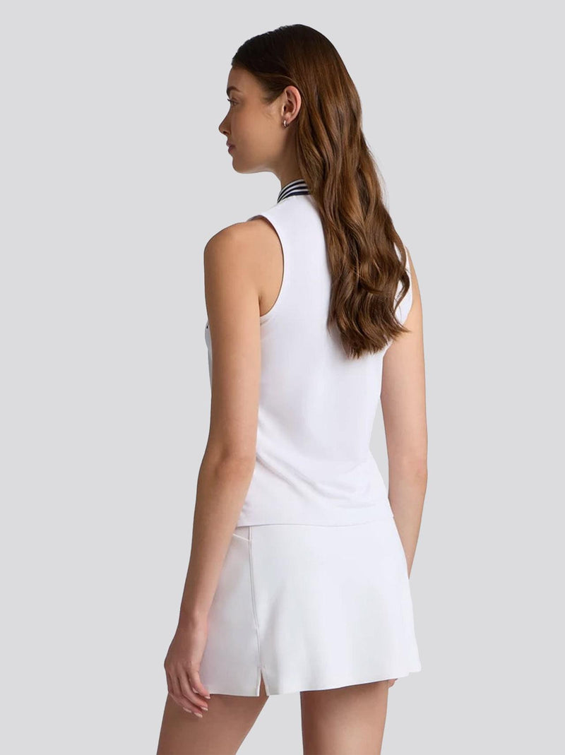 Icon Embroidered Quarter Zip Sleeveless Polo Snow
