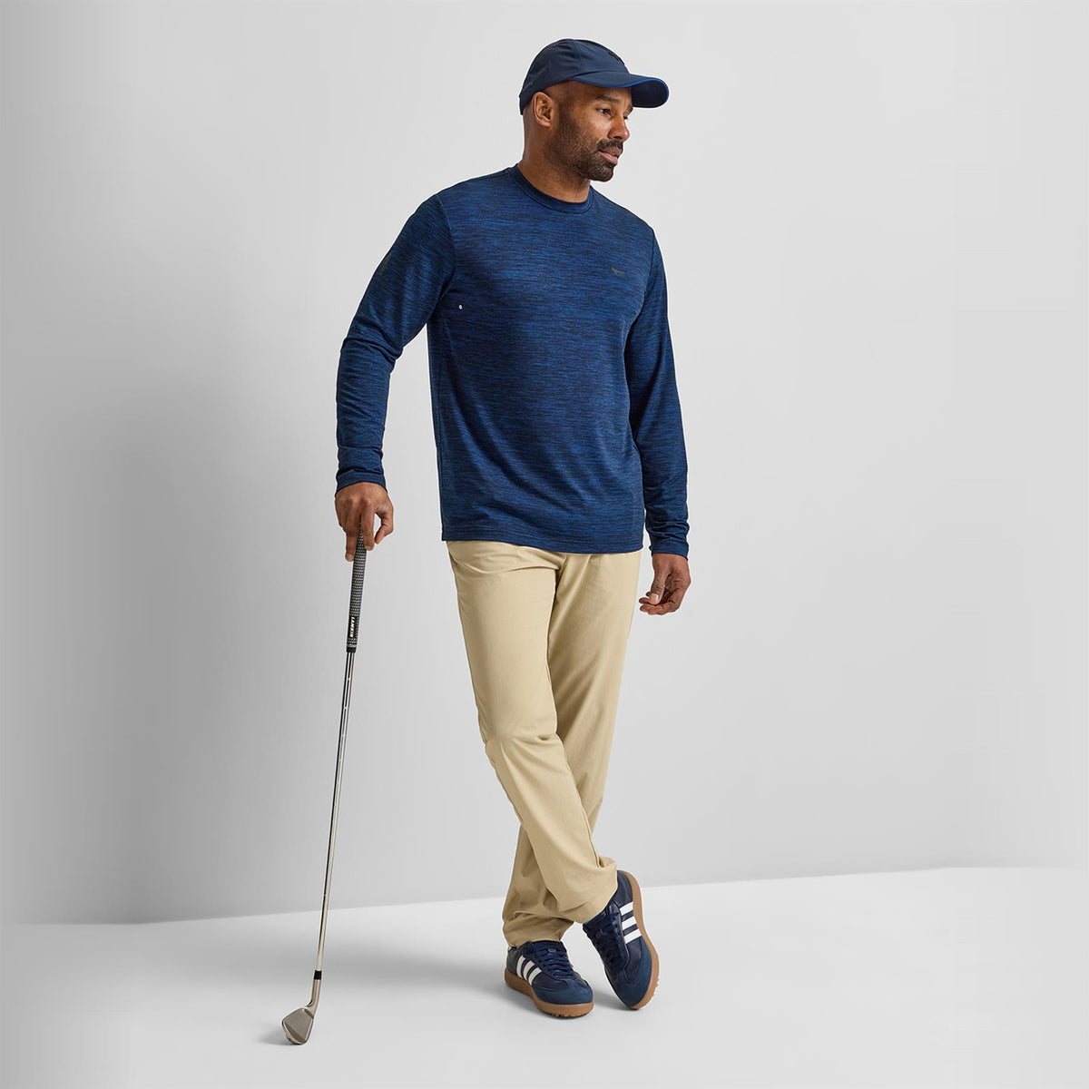 Long Sleeve Mesh Textured T-Shirt Navy
