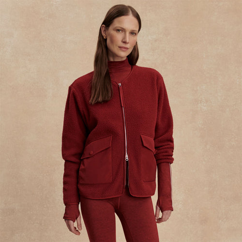 Marina Collarless Fleece Red Dahlia