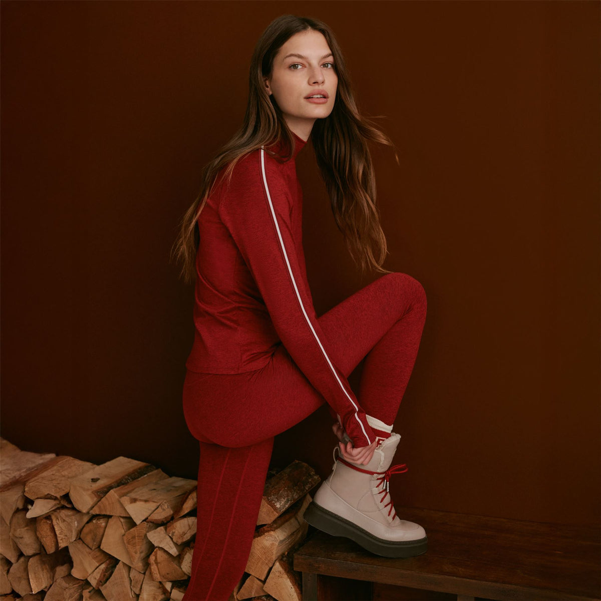 Always Warm Base Layer Leggings Red Dahlia Marl