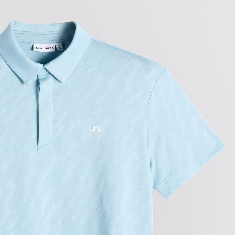 Wilhelm Mesh Jacquard Polo Forget-Me-Not