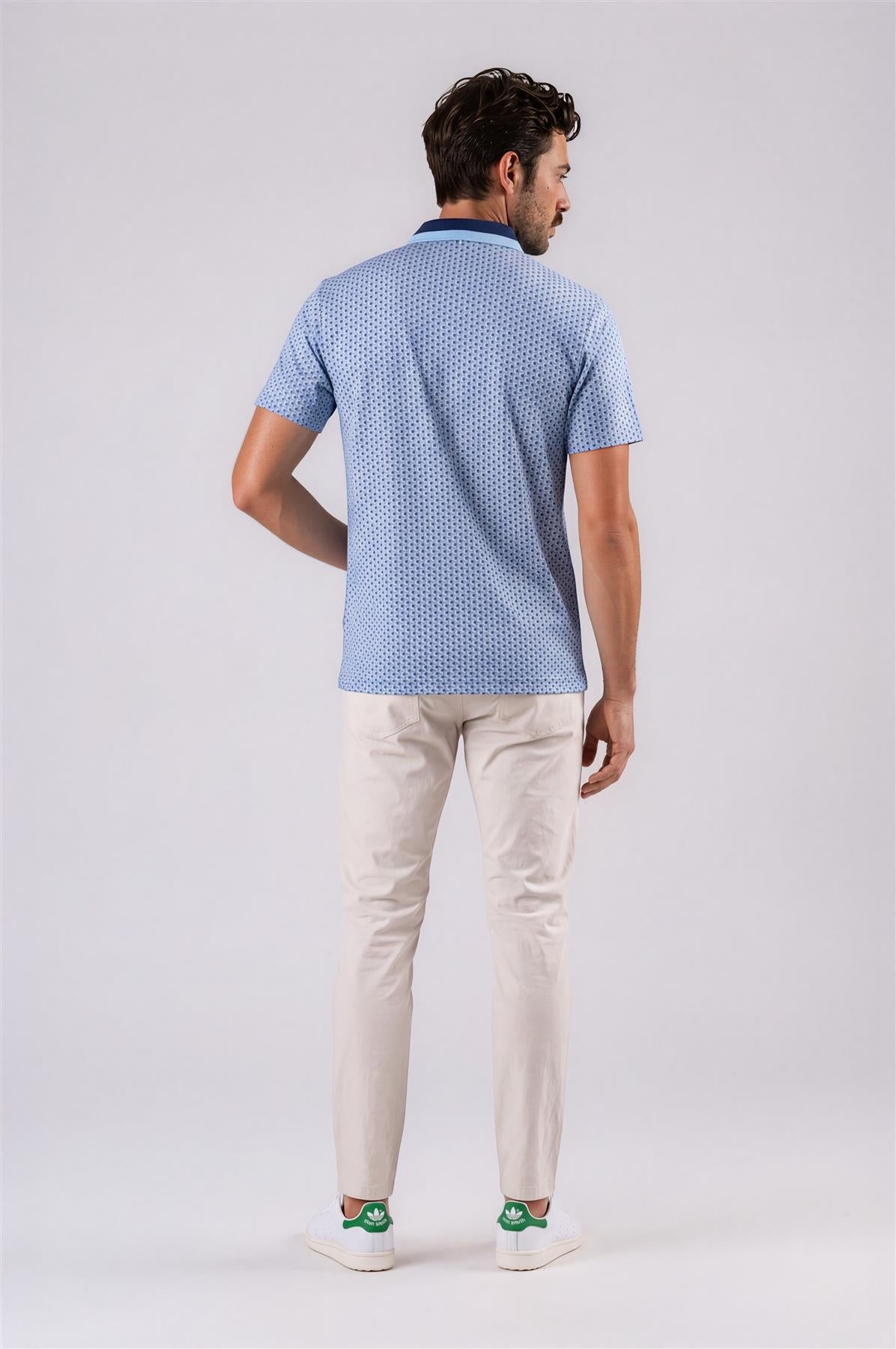 Mayberry Performance Polo Light Grey Heather Spur Print