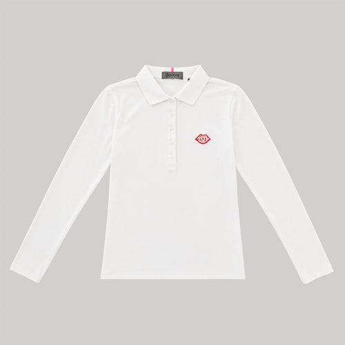 G/FORE x TRENDYGOLF Love Golf Ribbed Tech Nylon LS Polo Snow