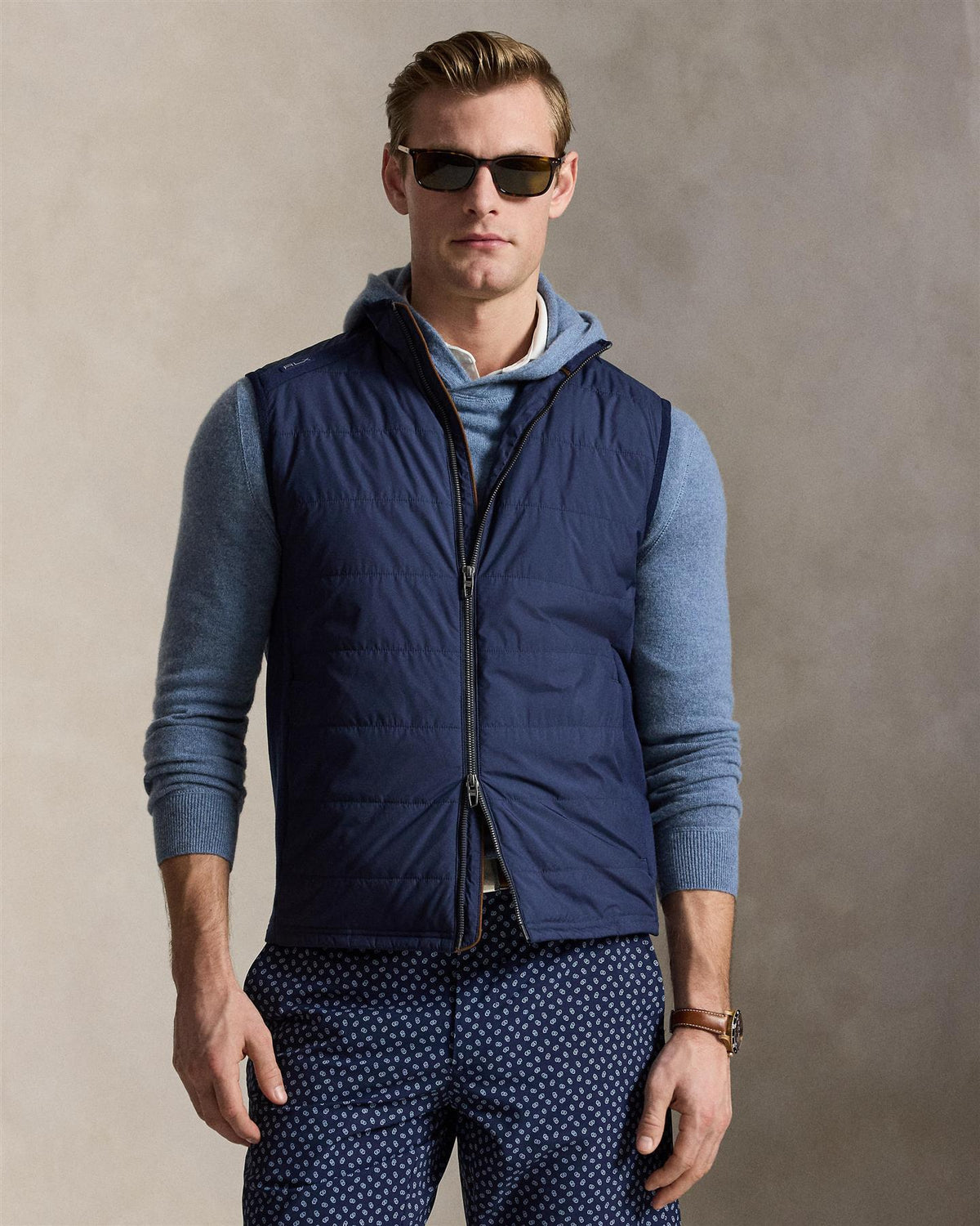 Hybrid Full Zip Vest Refined Navy