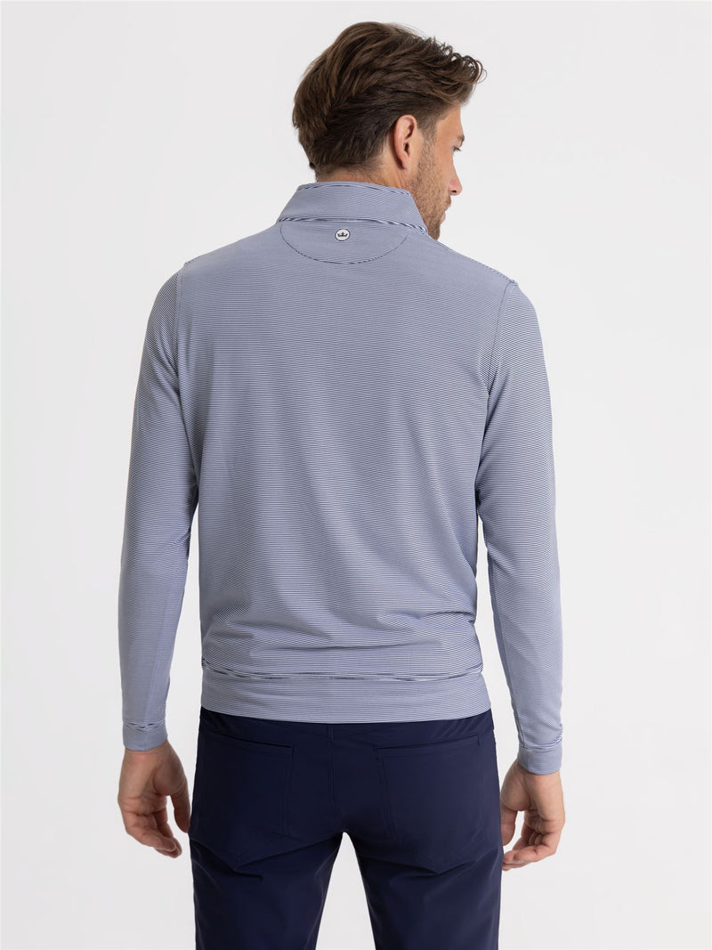 Perth Mini Stripe Quarter Zip Mid Layer Navy/White