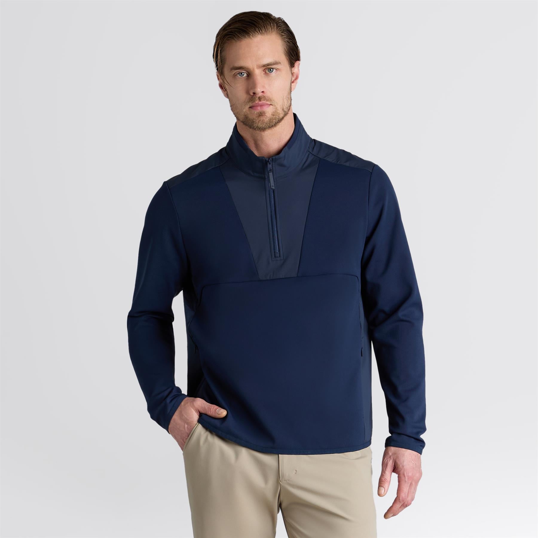 Nylon Panelled Quarter Zip Jacket Twilight
