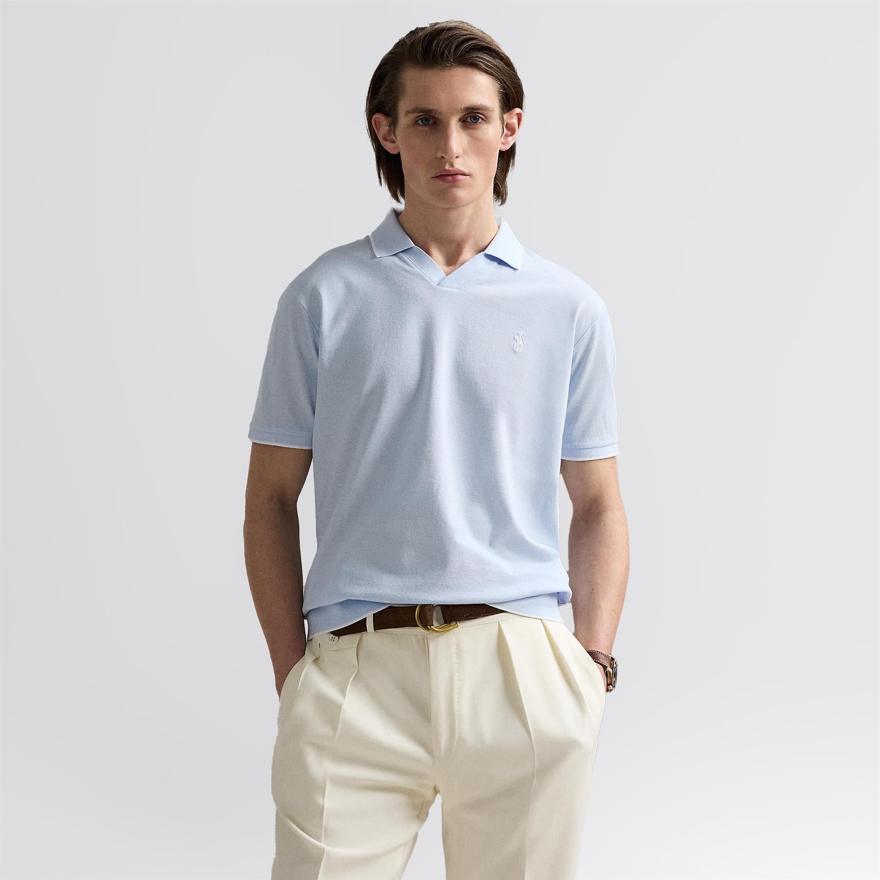 Polo Golf Johnny Collar Cotton Polo Office Blue/White