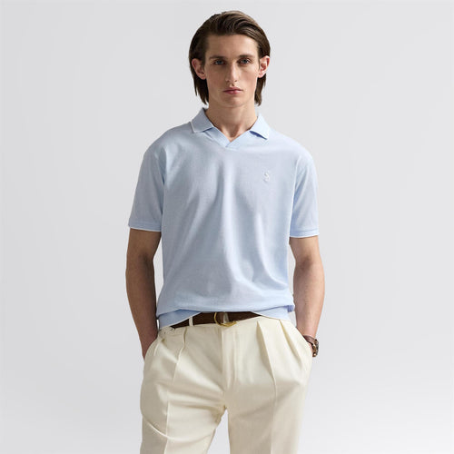 Polo Golf Johnny Collar Cotton Polo Office Blue/White