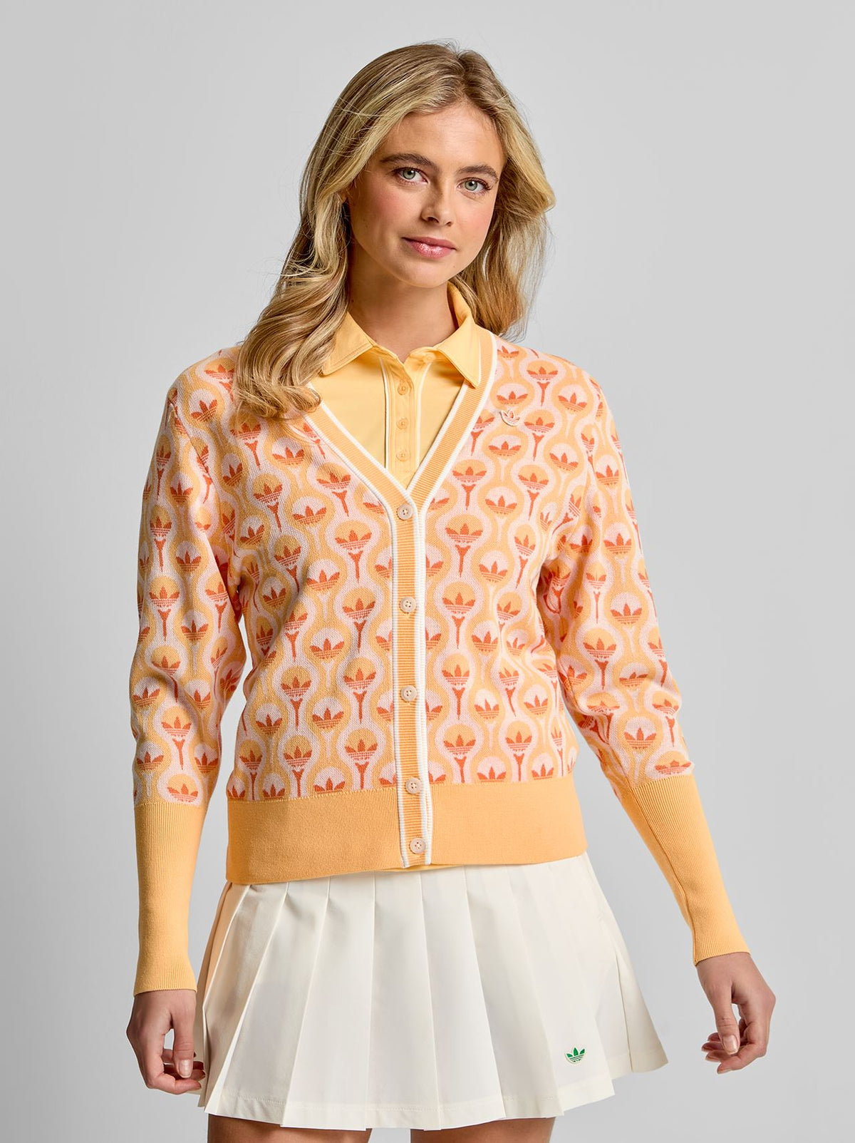 Originals All Over Cardigan White/Ice Tangerine