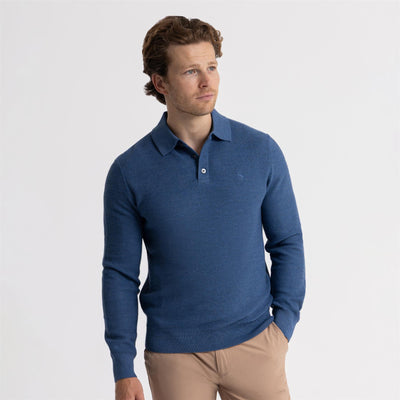 RLX Merino Coolmax Sweater Polo Tide Pool Blue Heather
