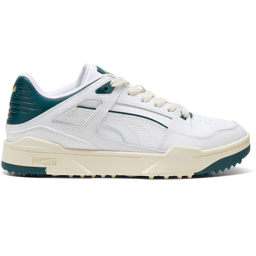 Slipstream Leather Spikeless Waterproof Golf Shoes White/Green - SS24