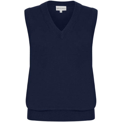 Womens Adele Cotton Knitted Regular Fit Vest Navy - 2024