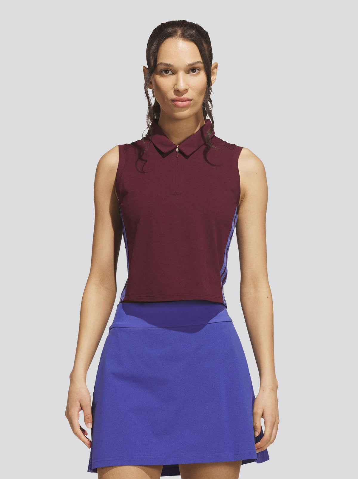 Beyond The Course Crop Twistknit Polo Shirt Maroon