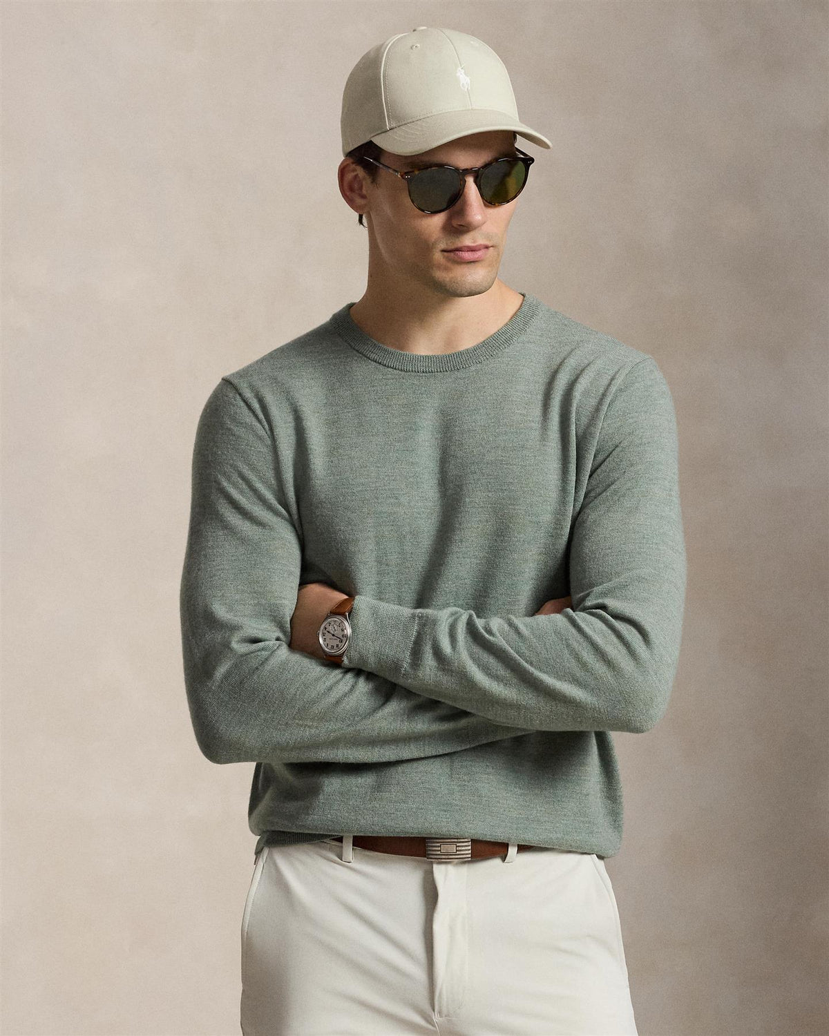 Wool Crewneck Sweater Fern Green Heather