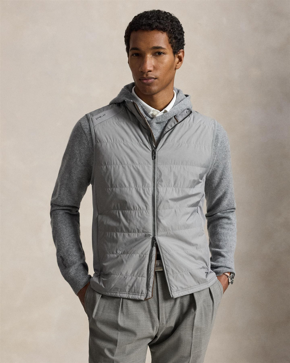 Hybrid Full Zip Vest Peak Grey