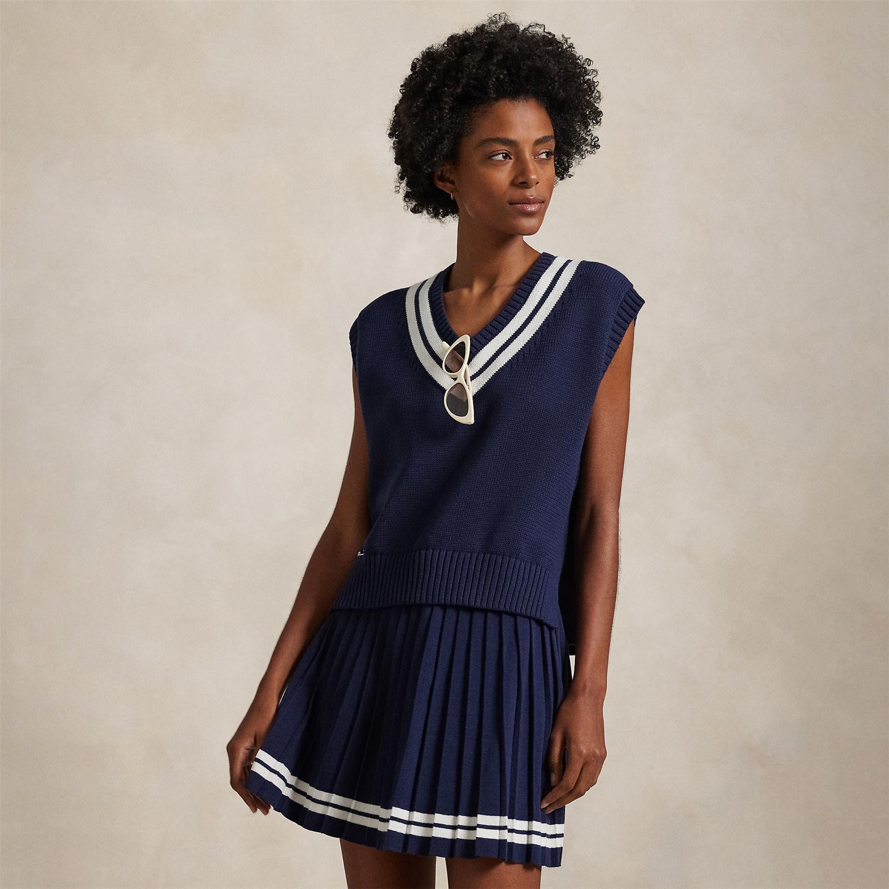 RLX Cotton Blend Cricket Vest Refined Navy/Ceramic White