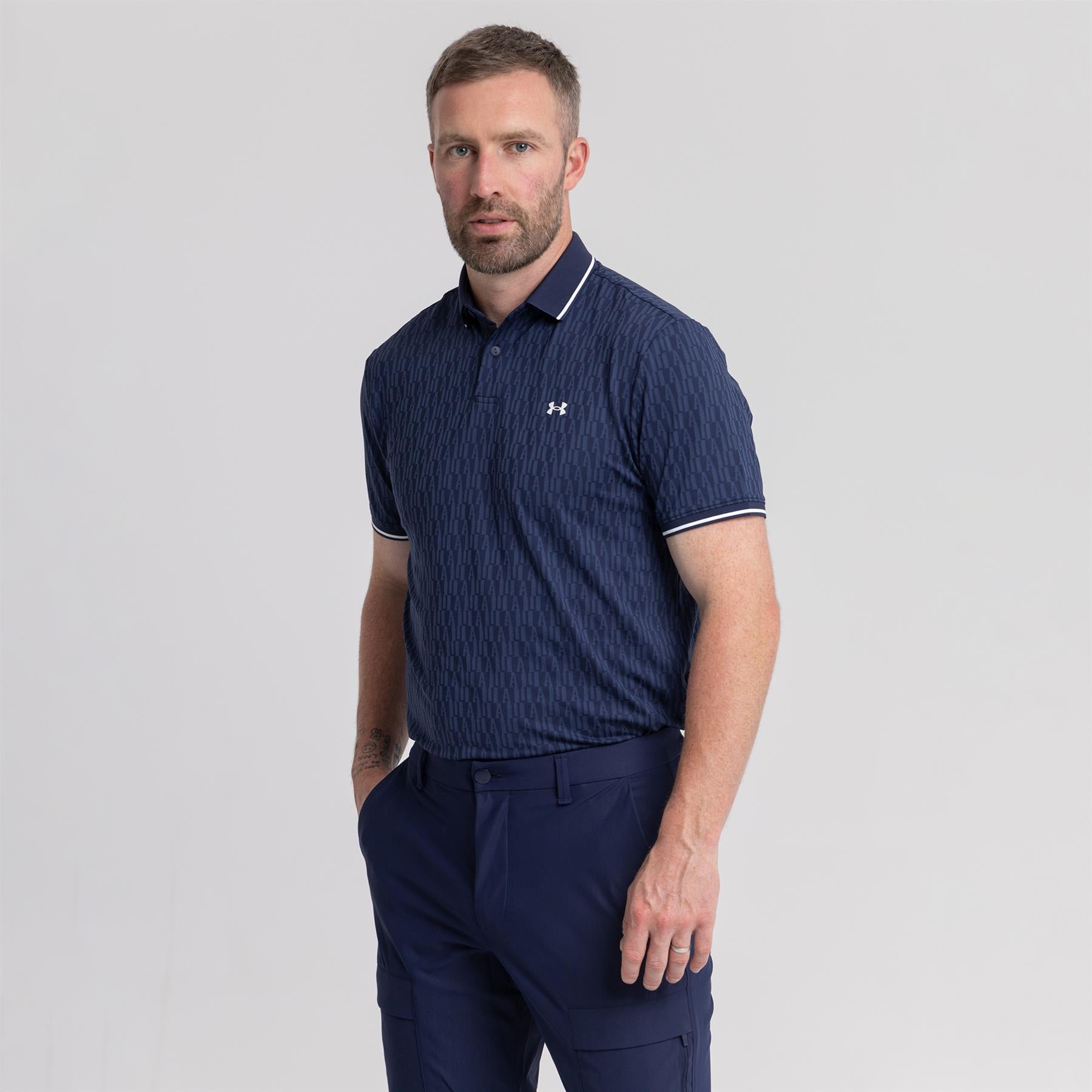 Playoff Sport Jacquard Polo Midnight Navy/White/Washed Navy