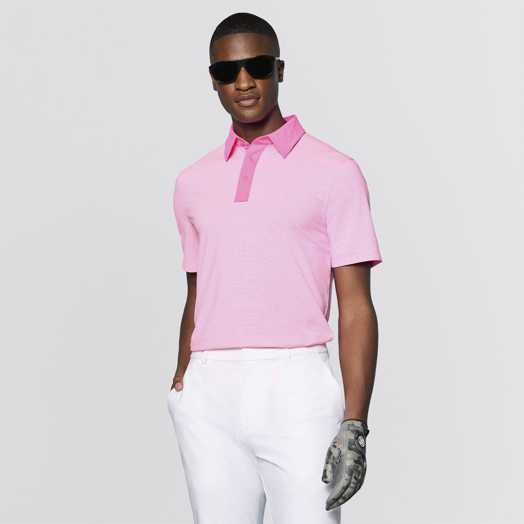 Feeder Stripe High Gauge Jersey Polo Knockout Pink
