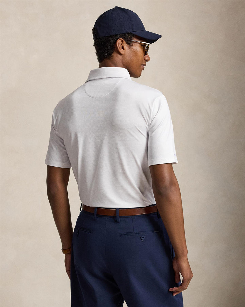 Tailored Fit Performance Polo Shirt Pebble Blue Fifeshire Geo