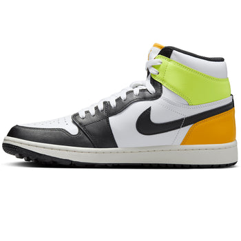 Air Jordan 1 High Top Golf Shoes White/Black/University Gold/Volt