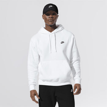 white nike hoodie with black logo