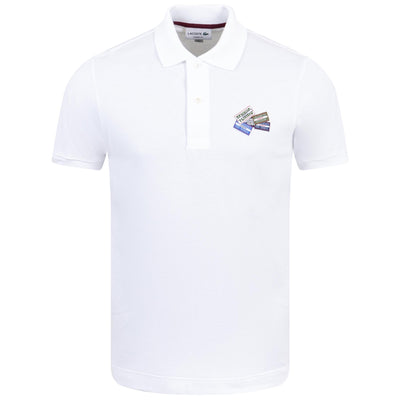 Cotton Pique Badge Detail Classic Fit Polo White - AW23