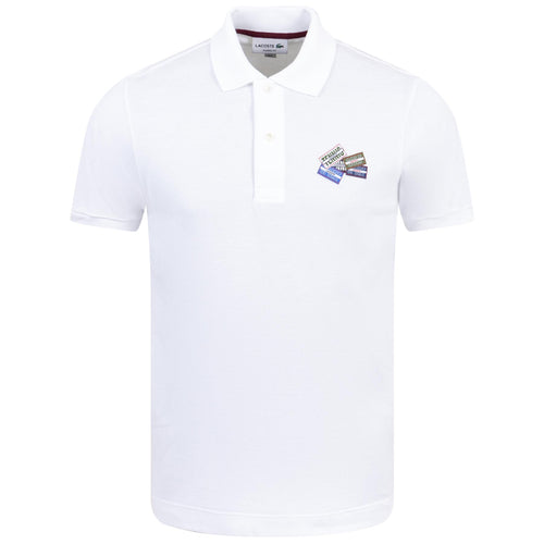 Cotton Pique Badge Detail Classic Fit Polo White - AW23