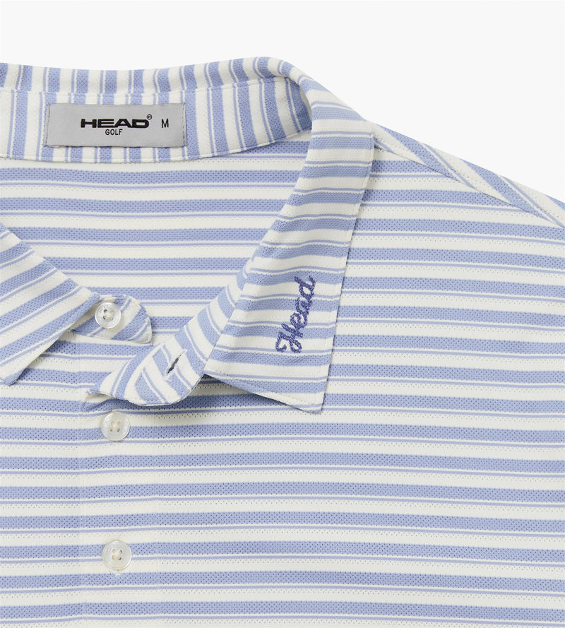 Engineer Stripe Polo Dusty Blue/White