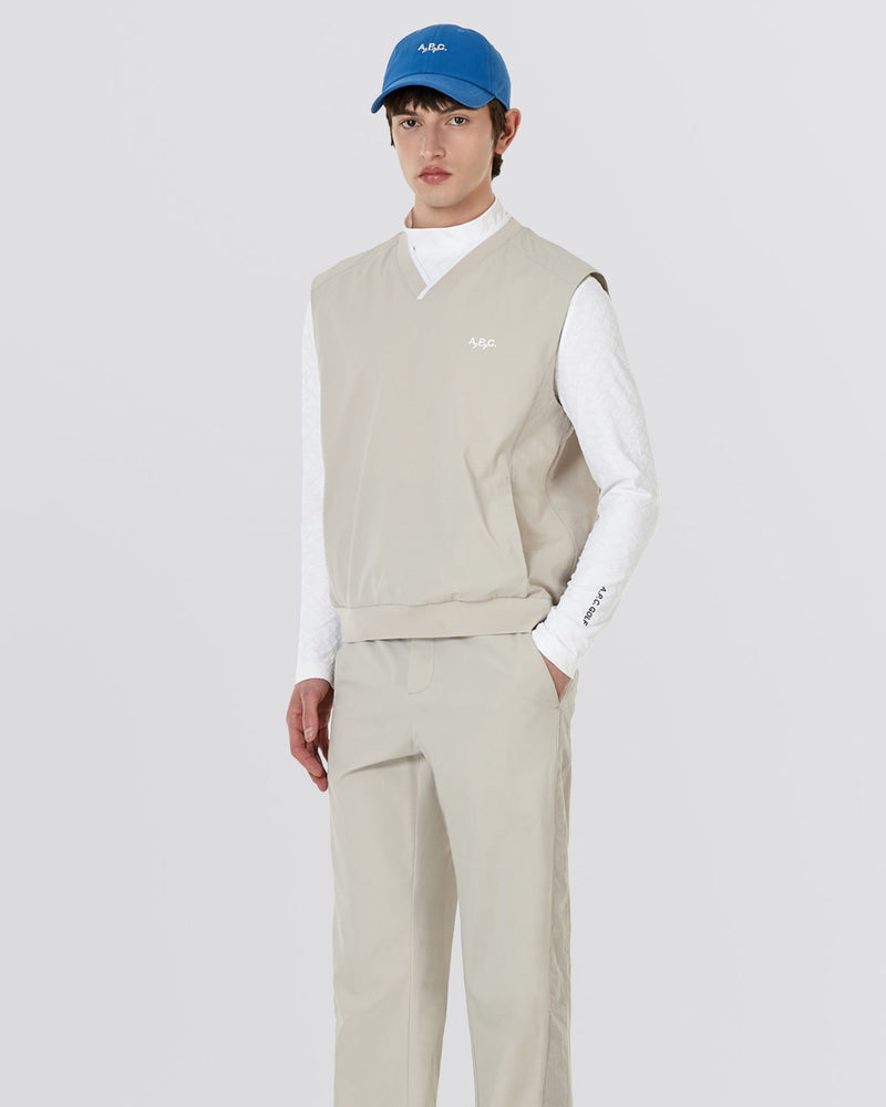 Gaspard V-Neck Woven Vest Grey