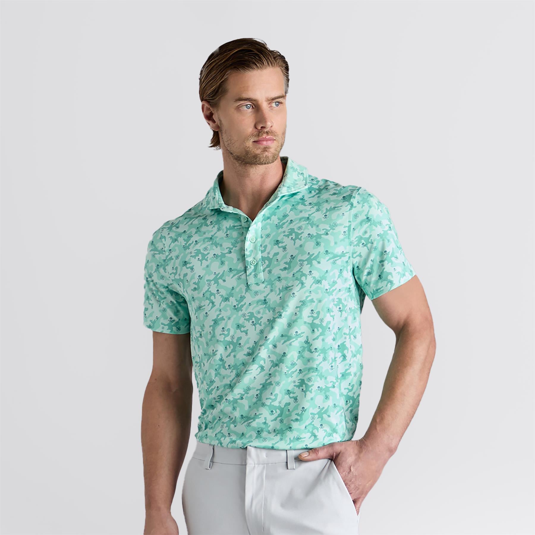 Mapped Icon Camo Tech Jersey Polo Menthol