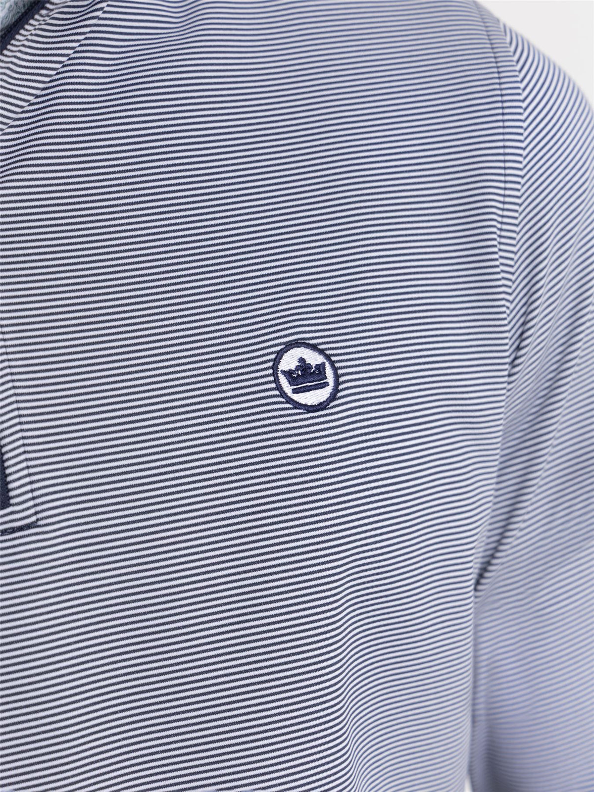 Perth Mini Stripe Quarter Zip Mid Layer Navy/White