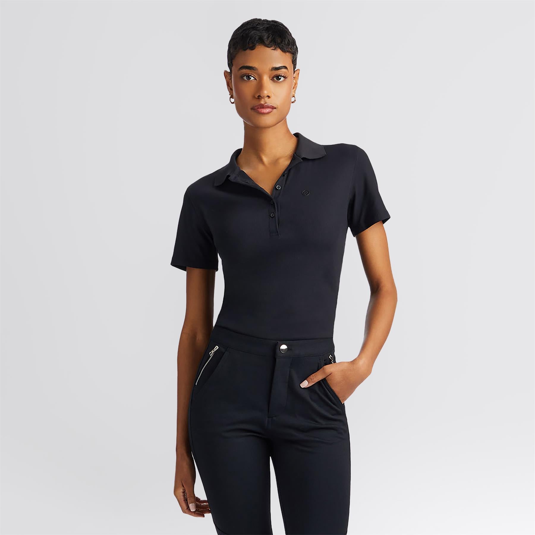 Ribbed Tech Nylon Polo Onyx
